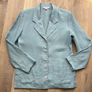 Elliott Lauren linen Blazer Jacket Size 8 seafoam blue unlined casual USA coat